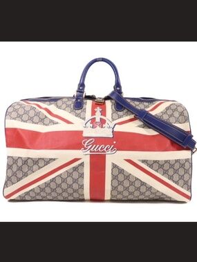 RARE Gucci Union Jack Boston Bag UK Flag 2009 Sloaney Bag London Exclusive